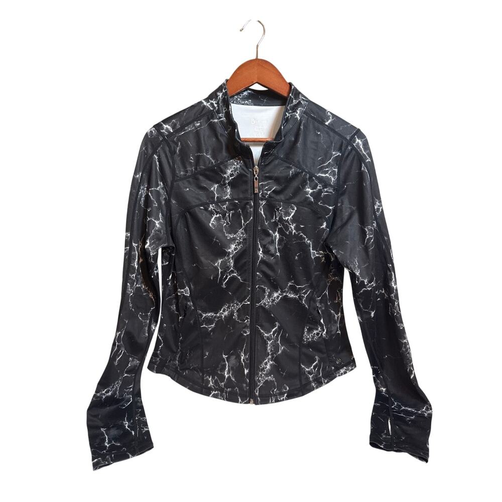Buffbunny Collection Limitless Full Zip Jacket Black White Marble Womens XL NWOT